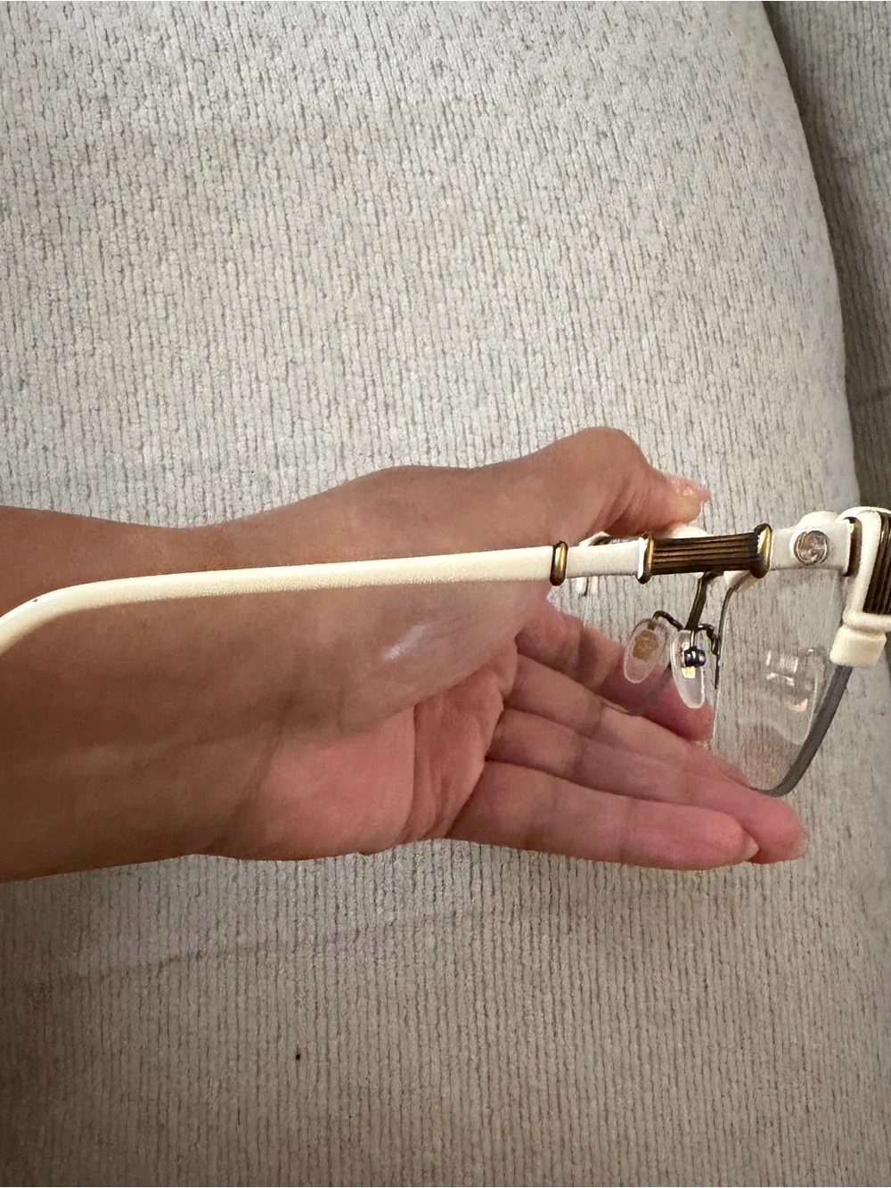 Ivory Rimless Glasses with Gold Bridge